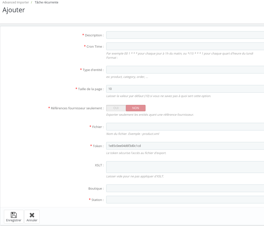 Exporter Form